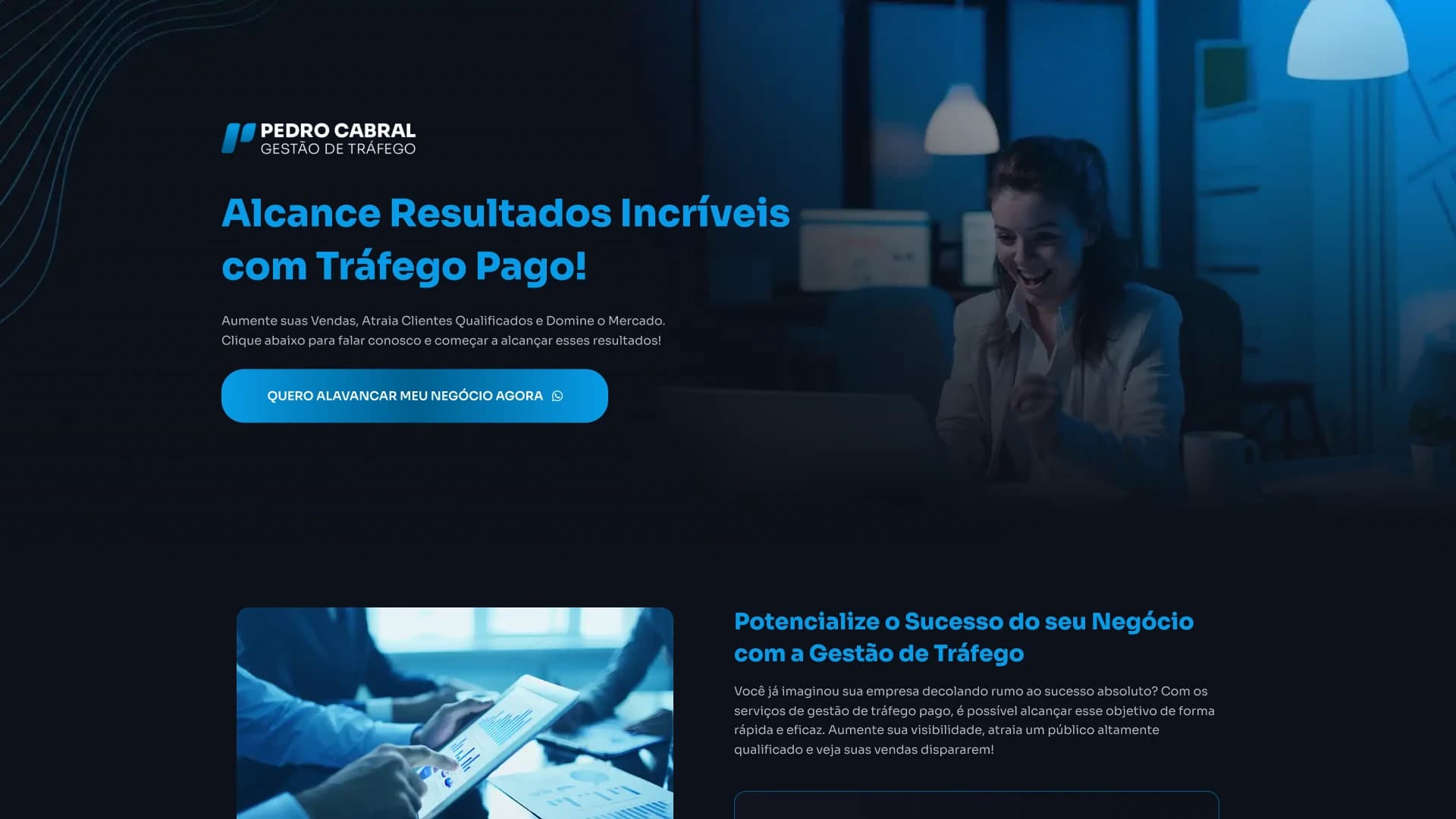 Capa do projeto Pedro Cabral — Gestão de Tráfego
